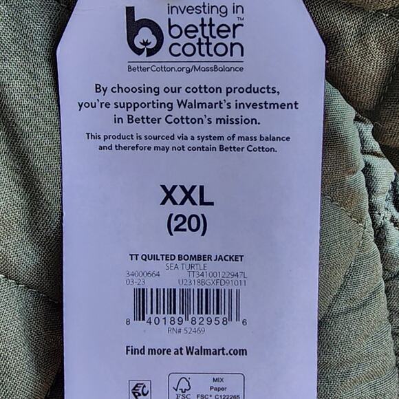 Time And Tru Diamond Quilted Zip Bomber Jacket XXL - Picture 8 of 11